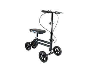 Black-and-white-knee-walker-with-wheels-at-Butterfields-Compounding-Pharmacy-and-Medical-Supplies.